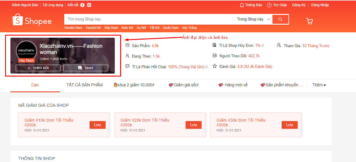 kích thước ảnh trên shopee